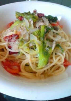 菜の花とツナとトマトのスパゲッティ-レシピのメイン写真