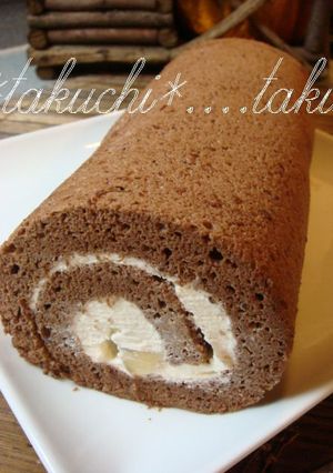 ふわふわ　ココアバナナロールケーキ-レシピのメイン写真
