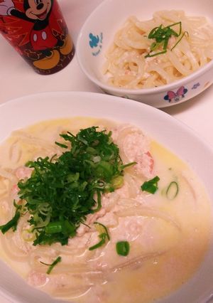 【簡単】親子で明太カルボナーラうどん-レシピのメイン写真