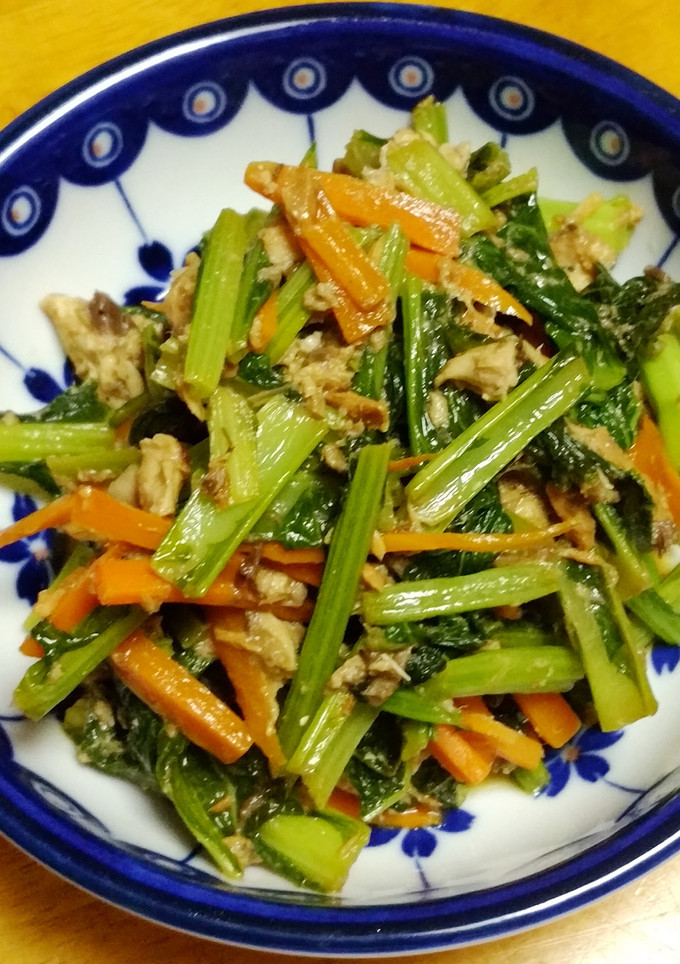 からし菜とサバ缶の簡単炒め-レシピのメイン写真