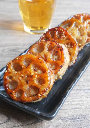 食物繊維たっぷり♡蓮根のはさみ揚げ焼き-レシピのメイン写真