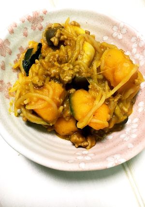 カボチャと白滝の麻婆風ピリ辛炒め-レシピのメイン写真