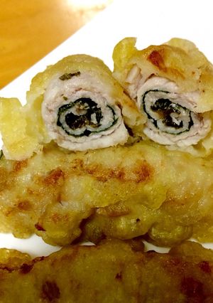 豚薄切り肉の大葉＆梅巻き天ぷら-レシピのメイン写真