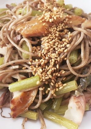 ふきとアジの開きの蕎麦炒め！-レシピのメイン写真