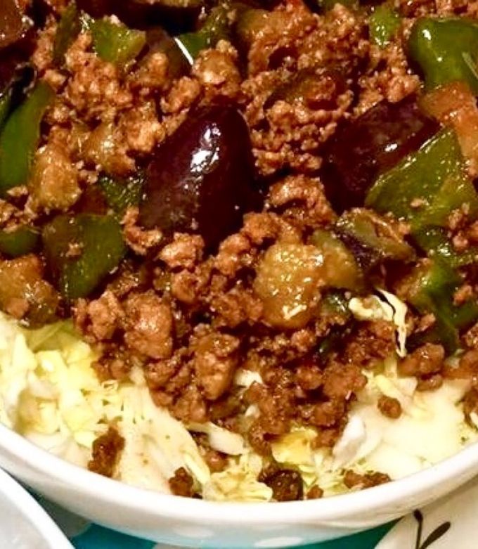 挽き肉、茄子とピーマンで旨辛味噌丼-レシピのメイン写真