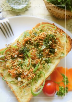 青海苔香る❀青葱の胡麻おかか和トースト-レシピのメイン写真