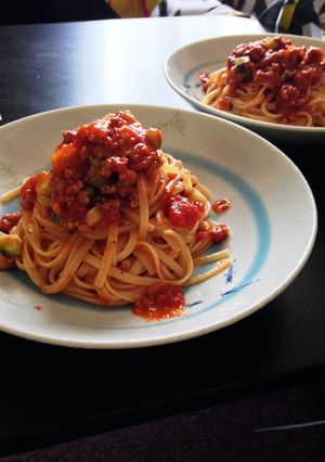 ひき肉とトマトの冷製パスタ-レシピのメイン写真