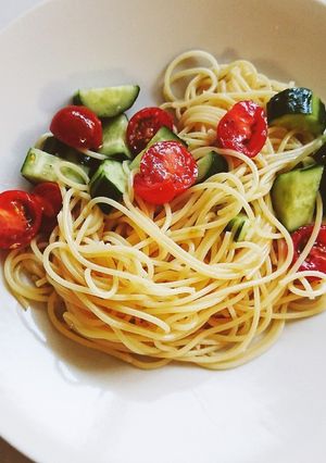 トマトとキュウリの冷製パスタごま油和え-レシピのメイン写真