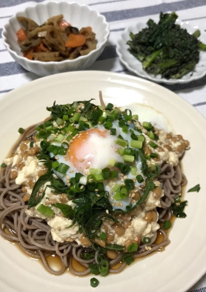 豆腐と納豆のとろろ風そば-レシピのメイン写真