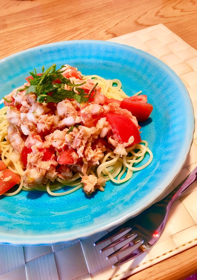 ツナとトマトの和風冷製パスタ-レシピのメイン写真