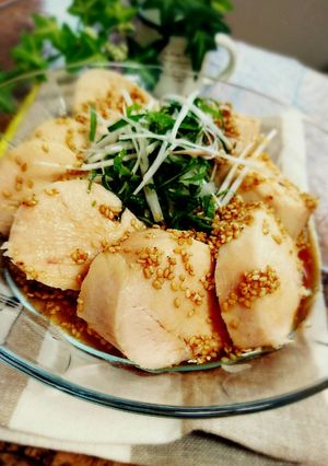 激ウマ！鶏むね肉のたっぷり薬味のゴマダレ-レシピのメイン写真