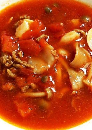 キノコとひき肉のトマトスープ-レシピのメイン写真