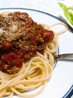 ミニトマトのボロネーゼ風スパゲティ-レシピのメイン写真