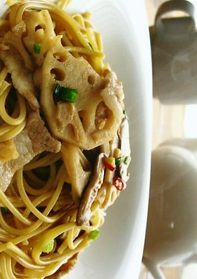 蓮根と椎茸の和風パスタ-レシピのメイン写真