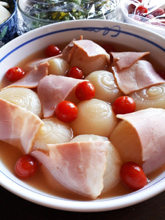 新玉ねぎにベーコンミニトマトの冷温スープ-レシピのメイン写真