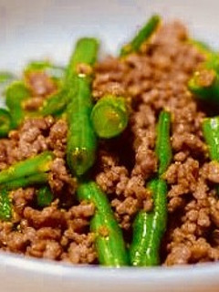 ご飯のお供に!インゲンとひき肉の炒め物!-レシピのメイン写真