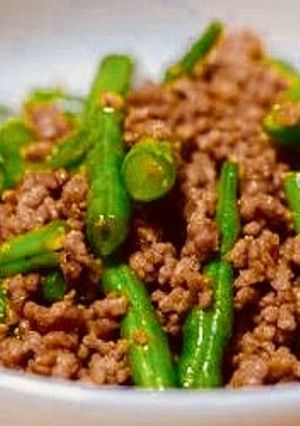 ご飯のお供に！インゲンとひき肉の炒め物！-レシピのメイン写真