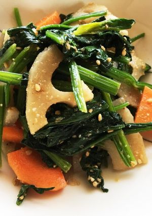 シャキシャキ蓮根とほうれん草の胡麻和え-レシピのメイン写真