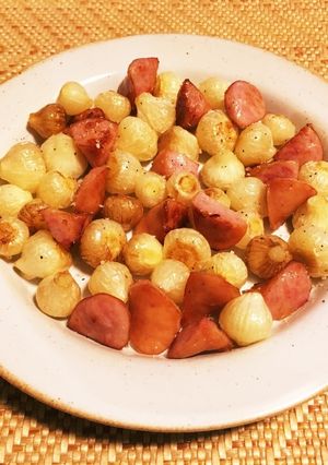 のびるの揚げ焼きとウィンナーのソテー-レシピのメイン写真