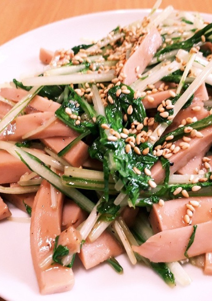 魚肉ソーセージと水菜の☆オイマヨ炒め-レシピのメイン写真