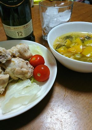 冷し鶏手羽元中華だれと鶏だし野菜スープ-レシピのメイン写真