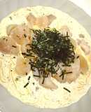 ホタテとたらこの冷製わさびクリームパスタ