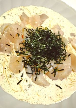 ホタテとたらこの冷製わさびクリームパスタ-レシピのメイン写真