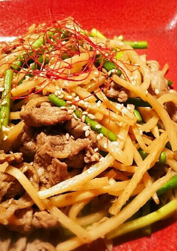 筍たっぷり♪牛肉とにんにくの芽炒め-レシピのメイン写真