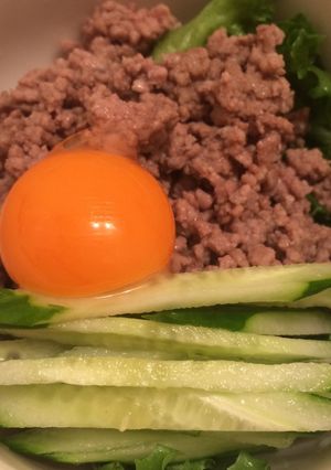 高タンパク☆低糖質☆簡単！挽き肉ユッケ風-レシピのメイン写真