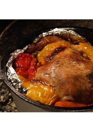 キャンプ！ダッチオーブンでローストチキン-レシピのメイン写真