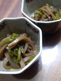 味しみしみ~!蒟蒻とピーマンのきんぴら-レシピのメイン写真