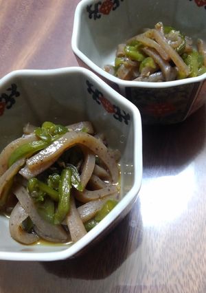 味しみしみ～！蒟蒻とピーマンのきんぴら-レシピのメイン写真
