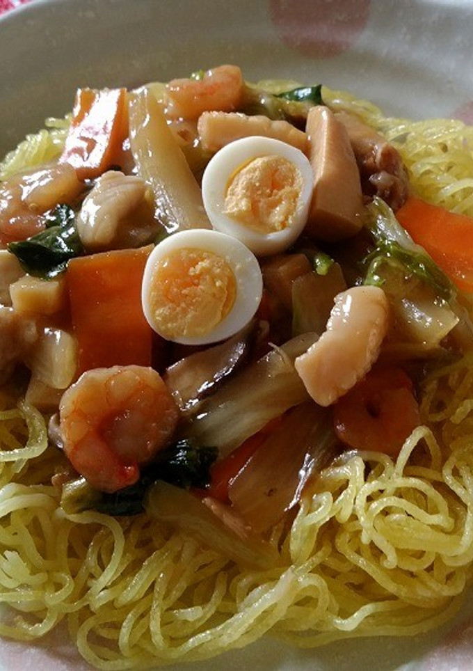 揚げ麺の五目あんかけ【柏市学校給食】-レシピのメイン写真