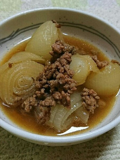 新玉ねぎと豚ひき肉の煮物-レシピのメイン写真