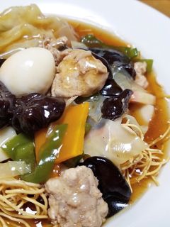 きくらげたっぷりあんかけパリパリ皿うどん-レシピのメイン写真