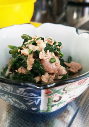 上品なお味♪春菊と豚肉の白味噌和え-レシピのメイン写真