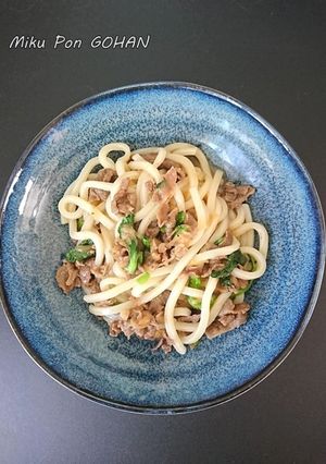 牛肉と小松菜のレンチンうどん【リメイク】-レシピのメイン写真