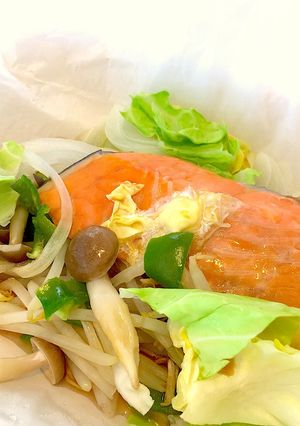 レンジ5分♫鮭と野菜ののつつみ焼き-レシピのメイン写真