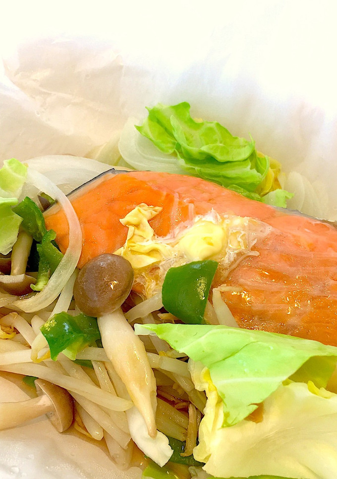レンジ5分♫鮭と野菜ののつつみ焼き-レシピのメイン写真