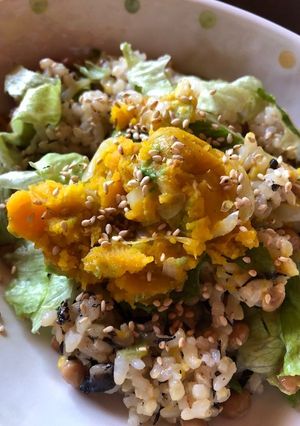 納豆とかぼちゃサラダのまぜご飯-レシピのメイン写真