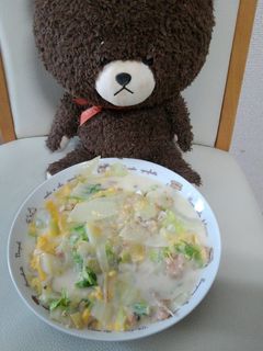 鮭骨缶と白菜と卵の白濁煮-レシピのメイン写真