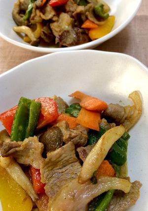 豚こま肉とパプリカしめじのカレーマヨ炒め-レシピのメイン写真