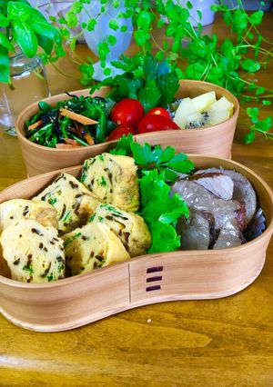 塩昆布卵焼きと紅茶豚のワッパお弁当-レシピのメイン写真