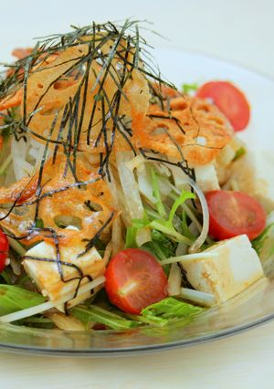 簡単ヘルシー★パリパリ蓮根の豆腐サラダ-レシピのメイン写真