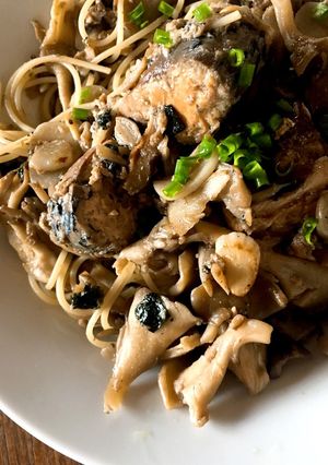糖質制限♡サバ缶と松茸のお吸いものパスタ-レシピのメイン写真