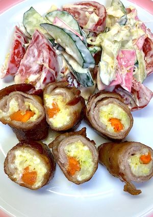 簡単な甘酢チーズとキャベツの肉巻き-レシピのメイン写真