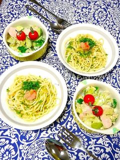 簡単!冷製たらこパスタ☆香味野菜-レシピのメイン写真