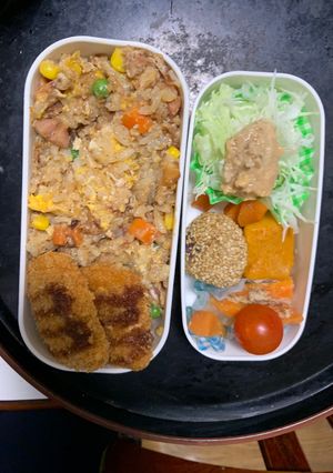 レンジ簡単クリーミー中華丼味炒飯弁当-レシピのメイン写真