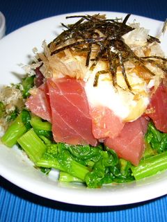 菜の花とマグロの山かけ-レシピのメイン写真
