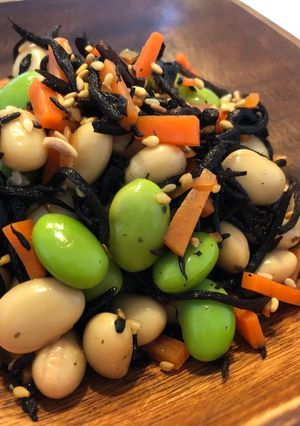 レンジ活用＊ひじき煮風お豆のサラダ＊-レシピのメイン写真